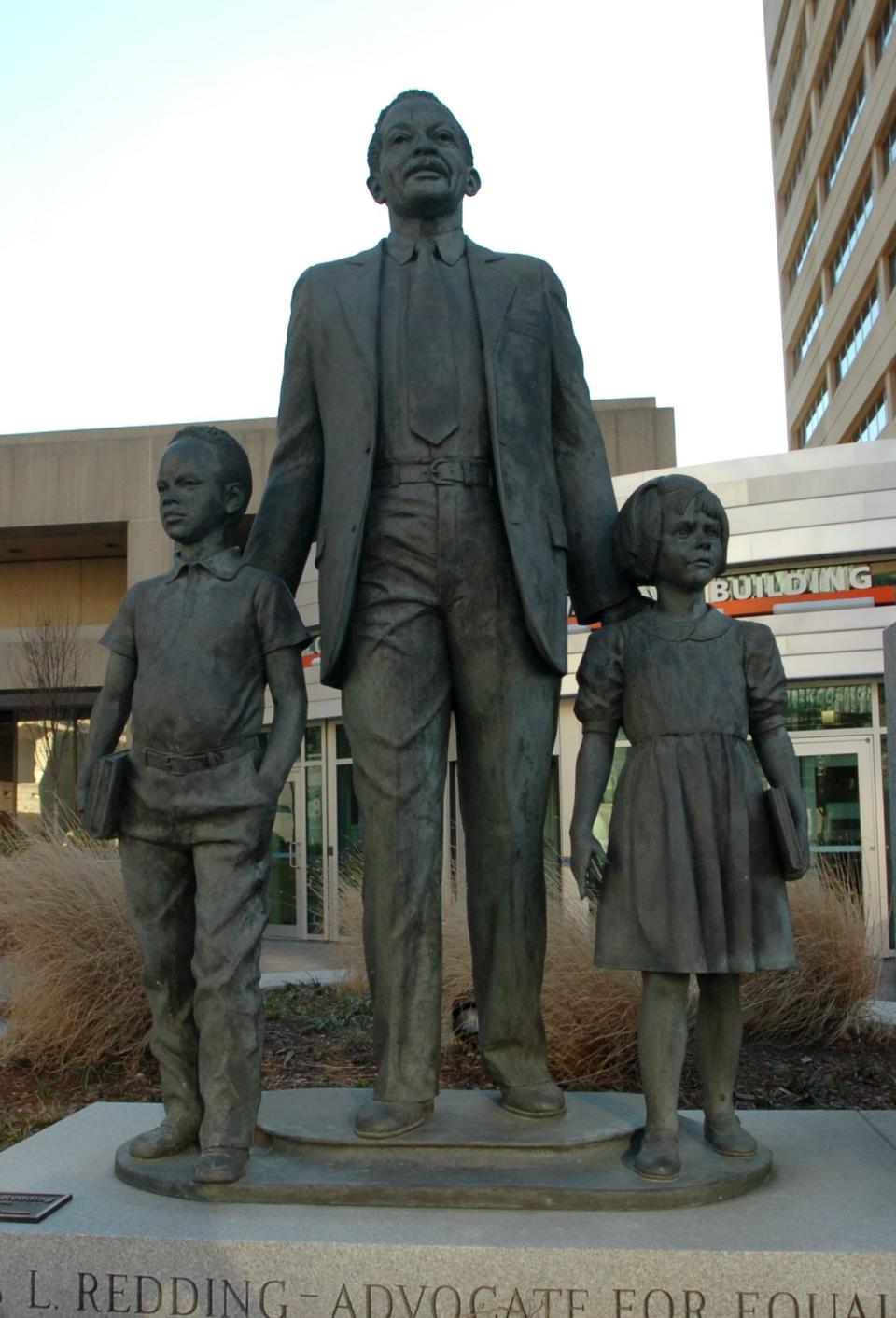 Louis Redding statue on the plaza at Eighth and French streets in Wilmington.