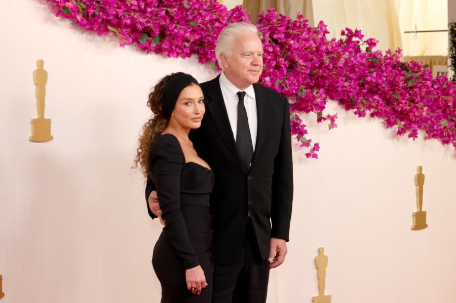 HOLLYWOOD, CALIFORNIA – MARCH 10: (L-R) Reed Morano and Tim Robbins attend the 96th Annual Academy Awards on March 10, 2024 in Hollywood, California. (Photo by Mike Coppola/Getty Images)