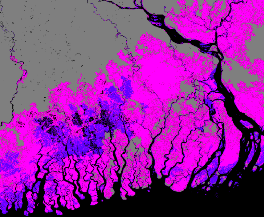 Areas lying below sea level in Bangladesh