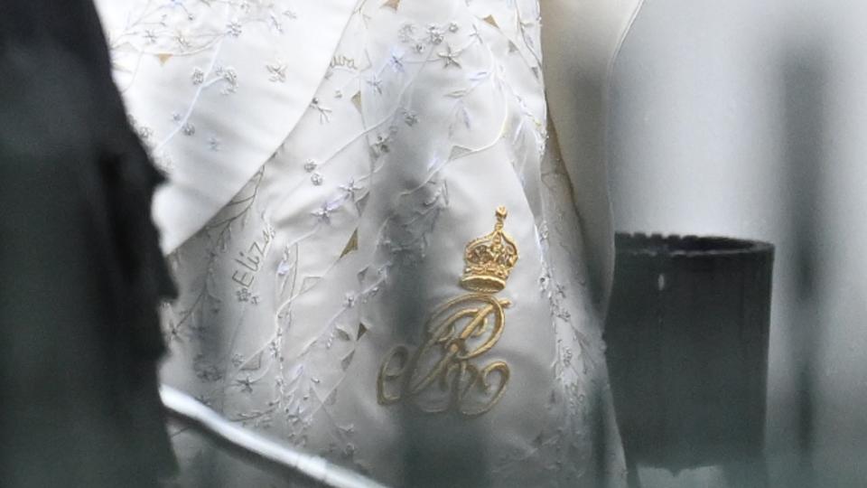 Camilla had her gown embroidered with personal names and symbols