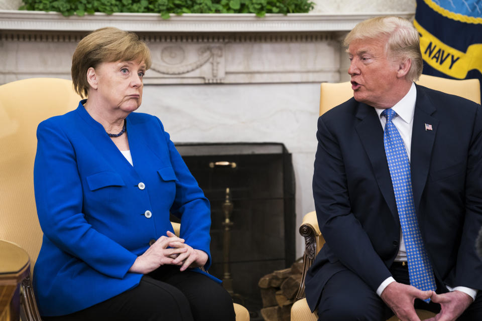 Angela Merkel und Donald Trump bei einem Treffen im Weißen Haus im April 2018 (Bild: Jabin Botsford/The Washington Post via Getty Images)