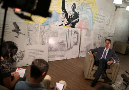 Venezuelan opposition leader Juan Guaido, who many nations have recognized as the country's rightful interim ruler, attends an interview with Reuters in Caracas, Venezuela, May 22, 2019. REUTERS/Manaure Quintero