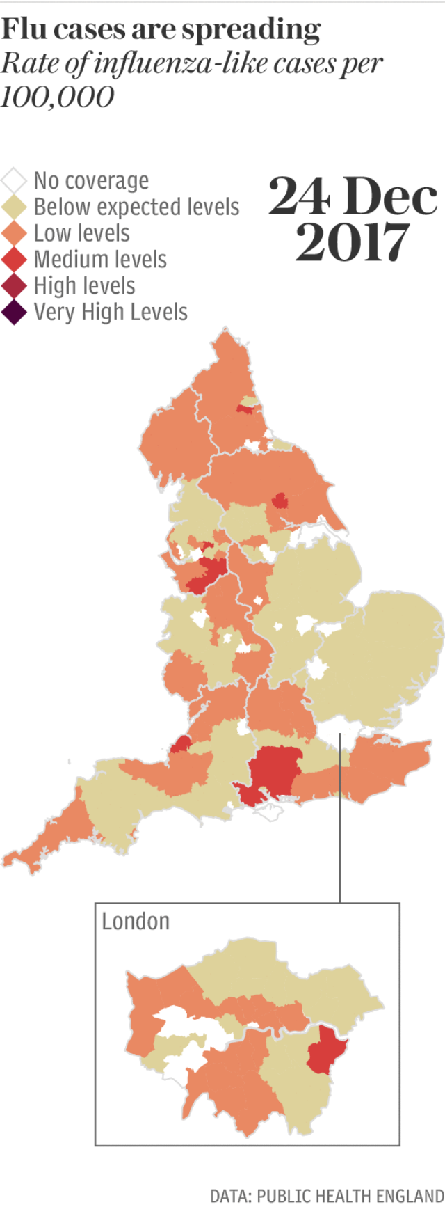 Mapped: how flu cases are spreading this winter