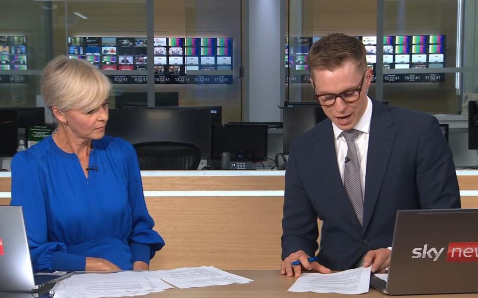 Sky News presenters were forced to read from printed notes