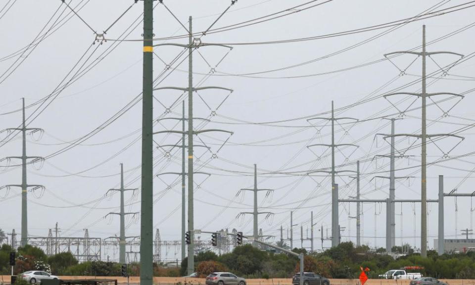 Power lines in Carlsbad, California. Consumers are preparing for more possible outages in the state.