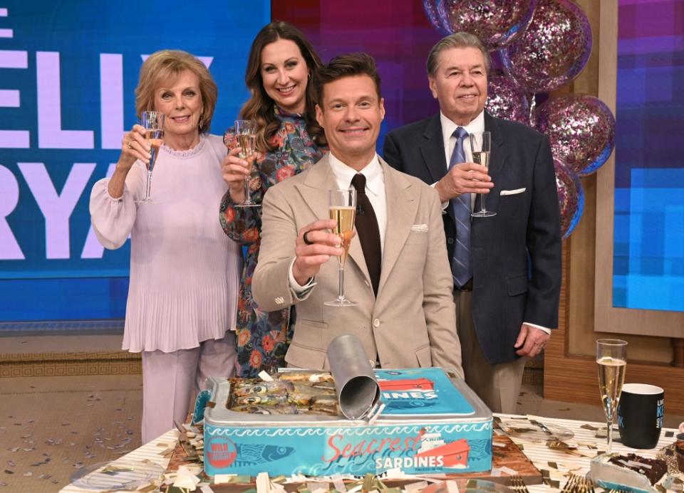 LIVE! WITH KELLY AND RYAN - 4/14/23 - It’s Ryan Seacrest’s final day on “Live! With Kelly and Ryan.” “Live! With Kelly and Ryan,” airs weekdays in syndication on ABC.  
(ABC/Lorenzo Bevilaqua) 
RYAN SEACREST AND GUESTS