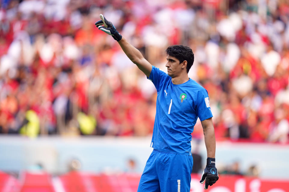 Morocco goalkeeper Yassine Bounou during the FIFA World Cup Group F match at the Al Bayt Stadium, Al Khor, Qatar. Picture date: Wednesday November 23, 2022. (Photo by Adam Davy/PA Images via Getty Images)