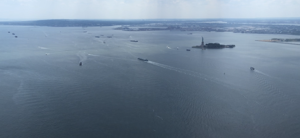 The Statue of Liberty as seen on the way to JFK by helicopter.