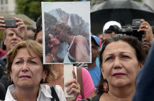 Protestas en Caracas tras el homicidio de Monica Spear y su compañero, Thomas Henry Berry, el 8 de enero de 2014 (AFP/Archivos | Juan Barreto)