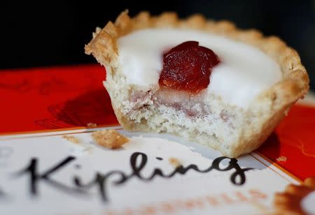 FILE PHOTO: A Mr Kipling Cherry Bakewell is seen in this illustration taken March 30, 2016. REUTERS/Phil Noble/Illustration/File Photo