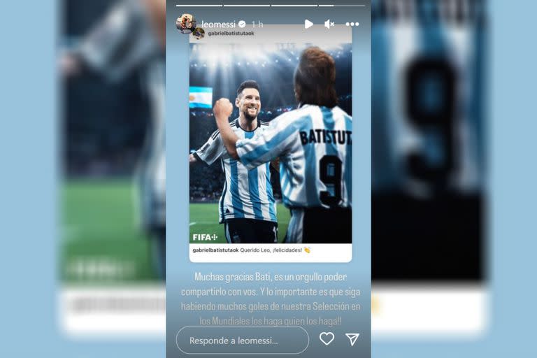 La respuesta de Lionel Messi al mensaje de Gabriel Batistuta