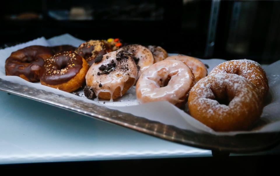 Different types of donuts for sale at the Washboard Cafe on Wednesday, March 29, 2023.