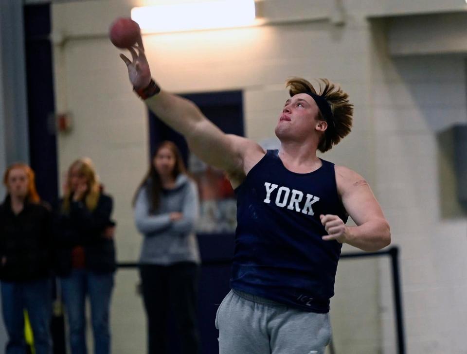 York senior Matt Charpentier broke the Western Maine Conference championship record in the shot put with a winning throw of 57 feet, 8.5 inches. Charpentier was also named the meet’s field event MVP.