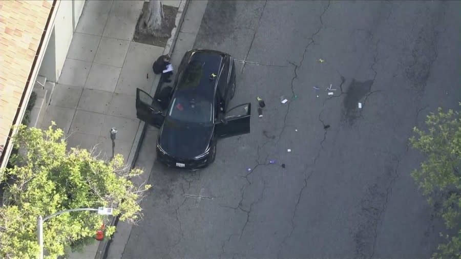 Video from Sky5 showed a possible shooting scene in Santa Monica where a person was shot Thursday, Jan. 25, 2024