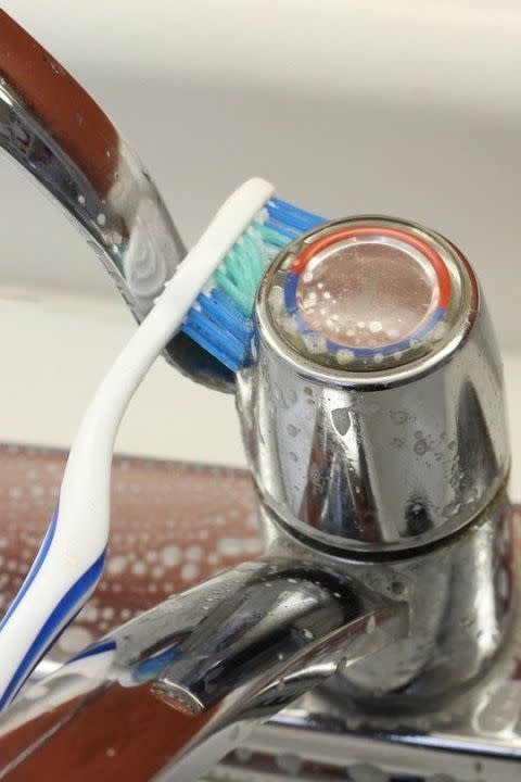 Clean crevices with toothbrush bristles.