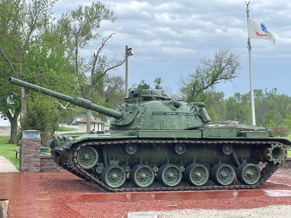 A tank is part of the homage to U.S. service members at Maxwell City Park.