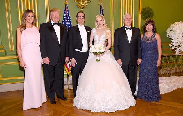 Louise Linton married Steve Mnuchin in June this year with Trump and his wife Melania by their sides. Photo: Getty Images