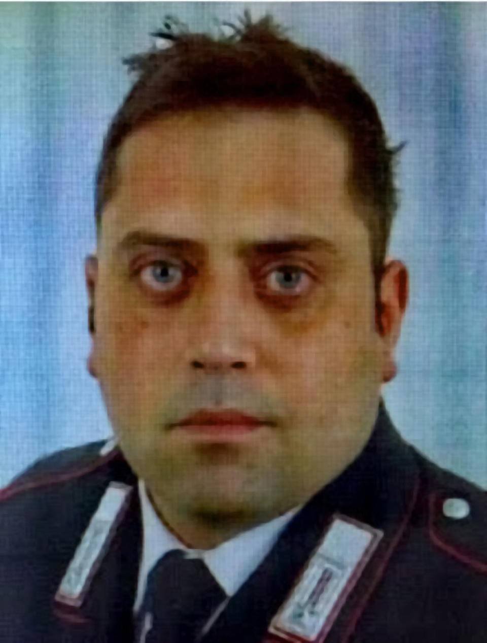 In this photo released by Carabinieri, is portrayed officer Mario Cerciello Rega, 35, who was stabbed to death in Rome early Friday, July 26, 2019. Italian police said Saturday that two 19-year-old American tourists have confessed to fatally stabbing the Italian paramilitary policeman who was investigating the theft of a bag with a cellphone.