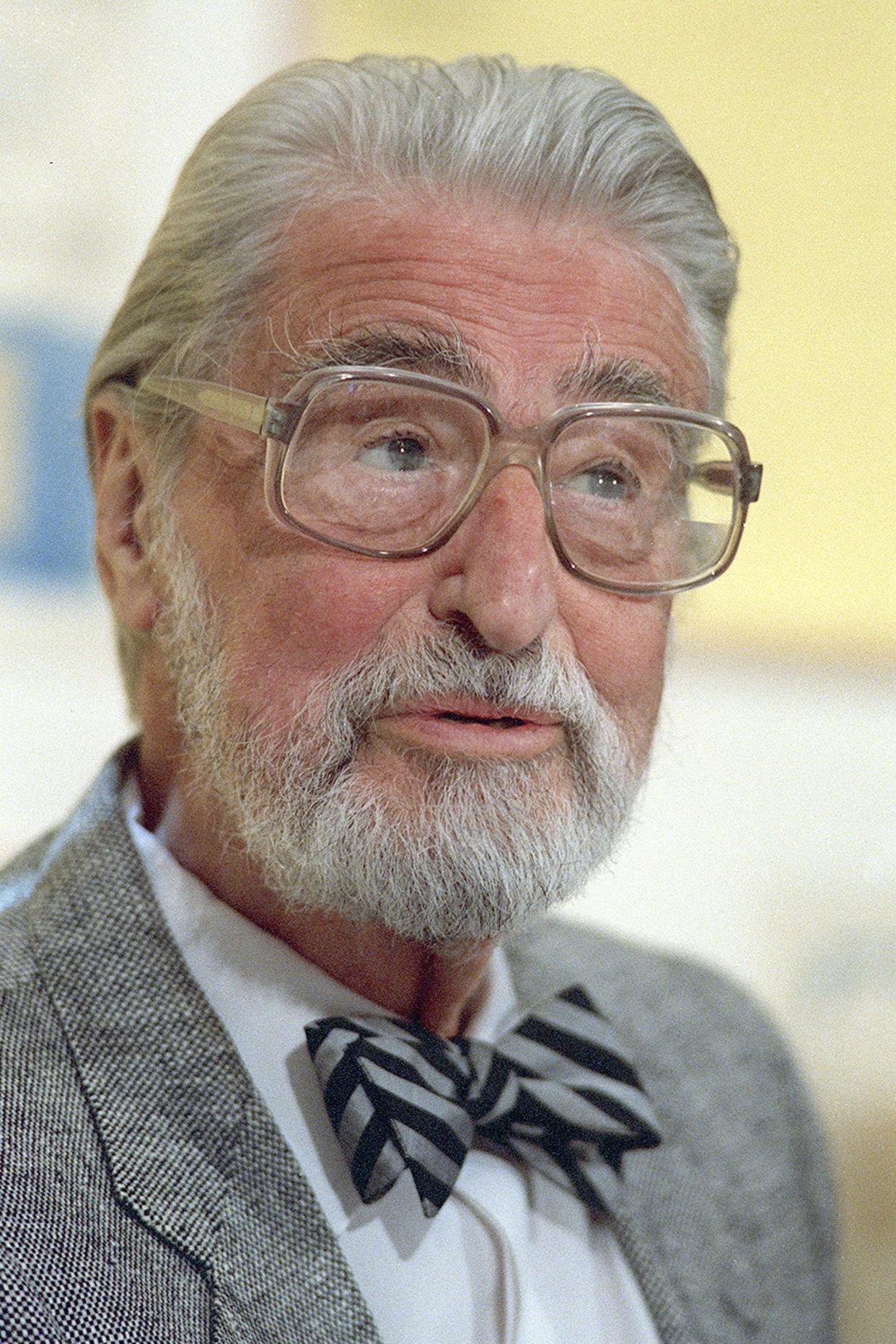 FILE - In an April 3, 1987, file photo, American author, artist and publisher Theodor Seuss Geisel, known as Dr. Seuss, speaks in Dallas. 