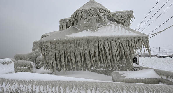 A home covered with ice in Buffalo, New York.