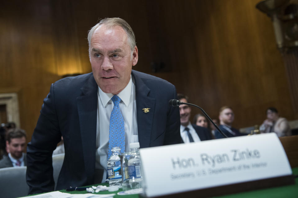 Interior Secretary Ryan Zinke arrives for a Senate subcommittee hearing in May. (Photo: Tom Williams/CQ Roll Call/Getty Images)