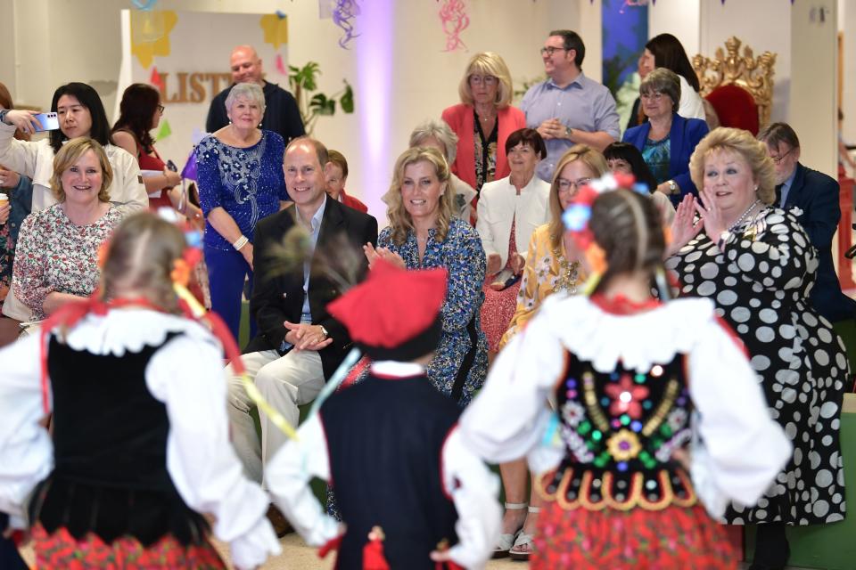 The Earl and Countess of Wessex watch a performance in Northern Ireland (PA)