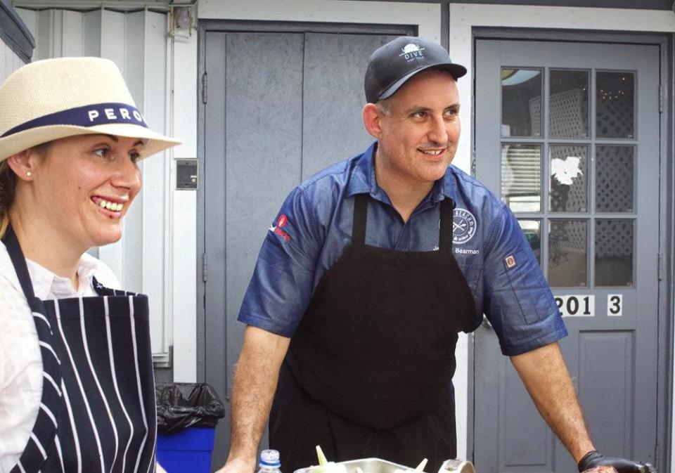 Chefs Jeremy and Cindy Bearman recently moved their Oceano Kitchen restaurant from Lantana to Lake Worth Beach. They are shown here at a cookout event during the 2019 Palm Beach Food and Wine Festival.