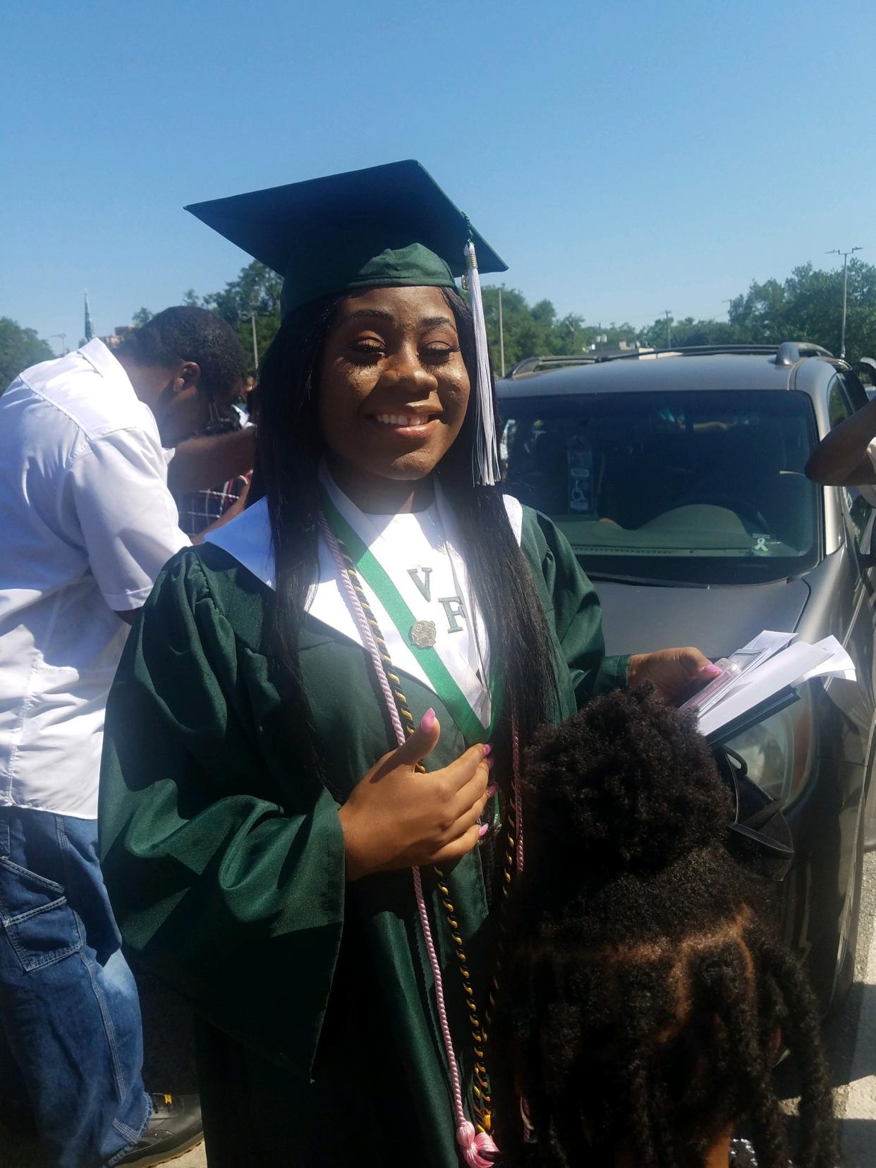Breonna Moffett on her graduation from Windsor Forest High School, where she excelled in reading and math.