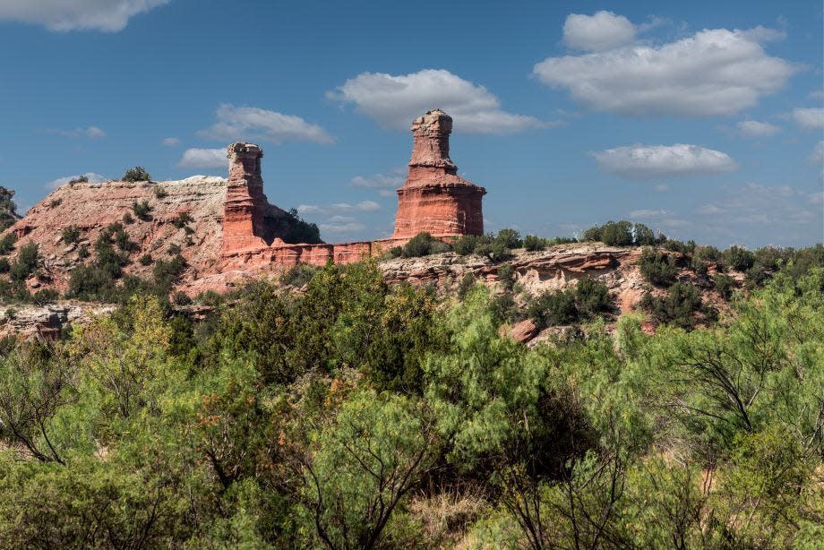 Palo Duro Canyon, site of reported gunfight between desperadoes and vigilantes, 1888.