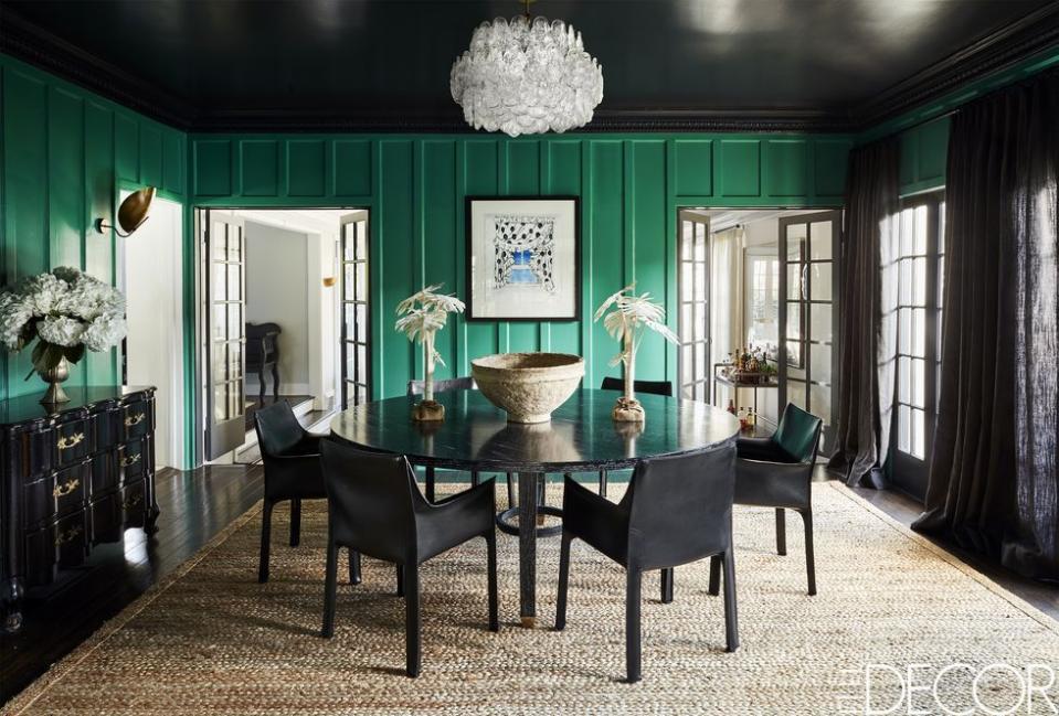 Room, Dining room, Furniture, Interior design, Green, Property, Building, Turquoise, House, Ceiling, 