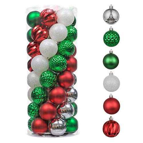 14) Green, Red, and White Christmas Ornaments Pack