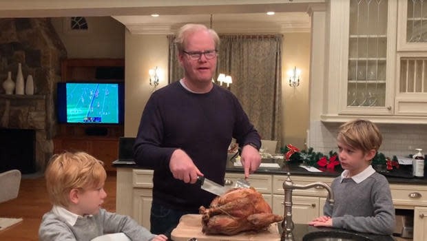 Comedian Jim Gaffigan's Thanksgiving holiday was shared with the same people he's been in lockdown with since March. / Credit: CBS News