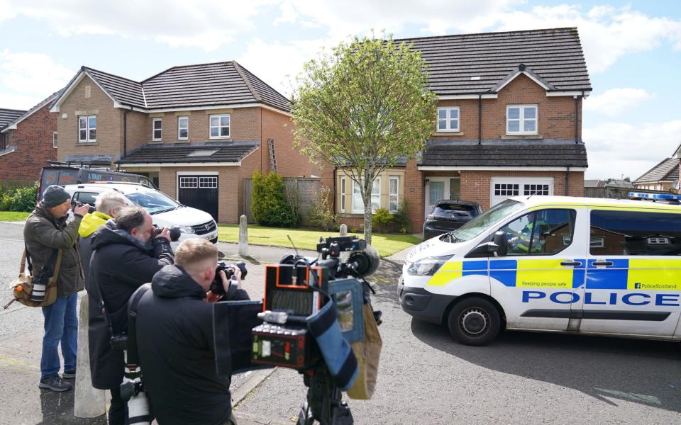 A police van outside the home Nicola Sturgeon and Peter Murrell share