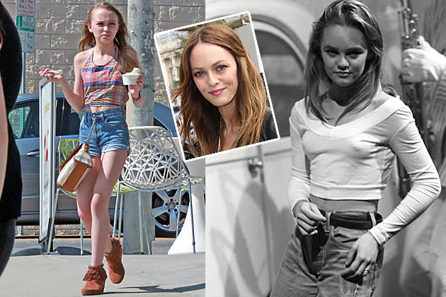 Wer die Gene von Johnny Depp und Vanessa Paradis in sich trägt, der muss einfach eine kleine Schönheit werden. Und so prächtig hat sich auch Lily Rose Depp entwickelt. Die 13.Jährige (l.) sieht aus wie ihre Model-Mama zur Teenagerzeit. Beweisbild? Vanessa Paradis mit 14 Jahren (r.). (Bilder: Splash, Rex, Getty)