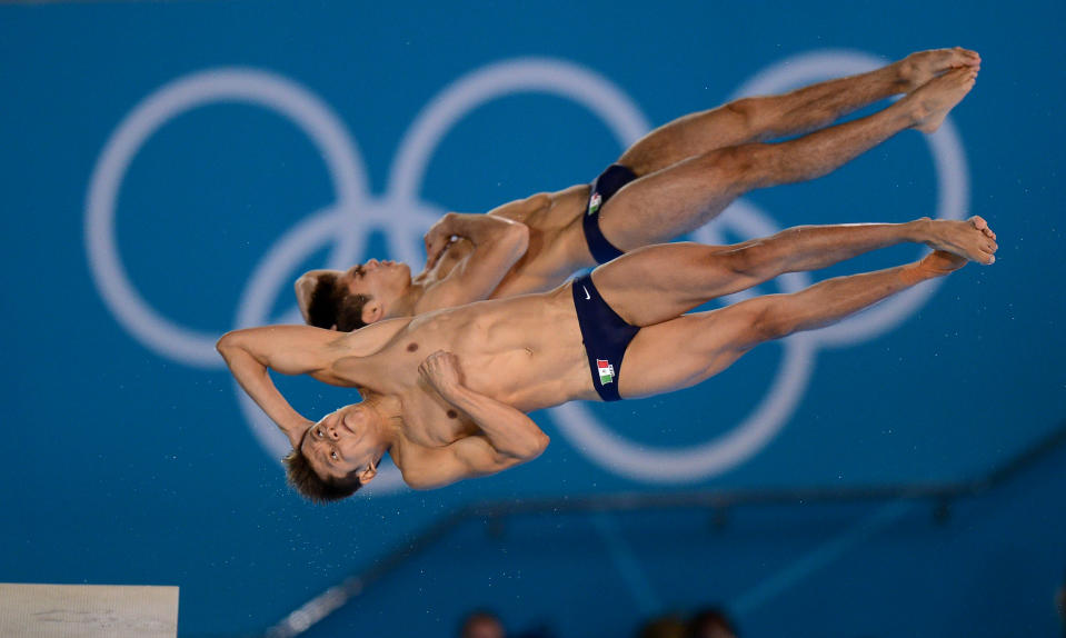 Mexico's German Sanchez Sanchez and Ivan Garcia Navarro during the Men's Synchronised 10m Platform Final . 