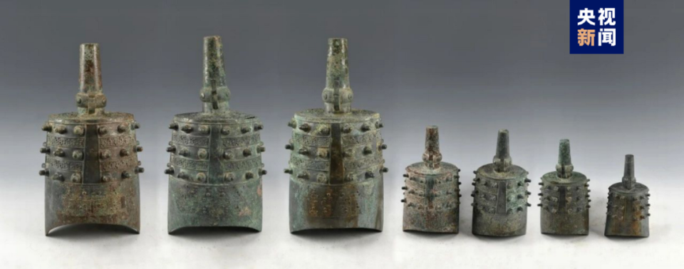 Some of the chimes found at the 2,400-year-old tomb.