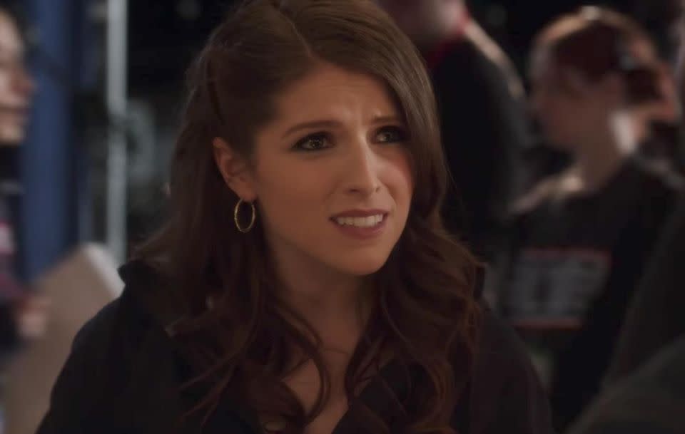 Beca (Anna Kendrick) is offered a solo singing opportunity. Source: Universal / YouTube