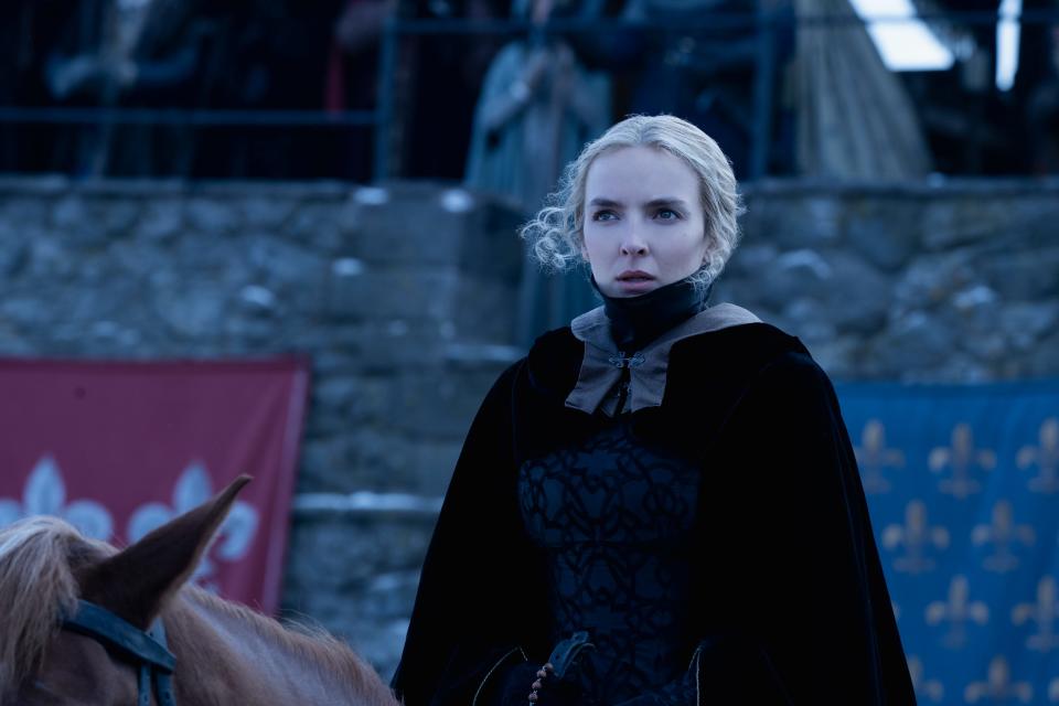 Jodie Comer stars as Marguerite de Carrouges, a knight's wife who causes a stir when she accuses her husband's friend of rape in the historical drama "The Last Duel."