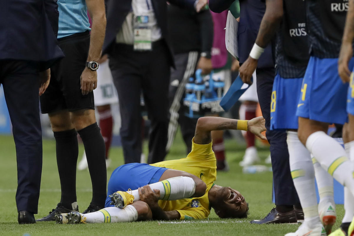 Neymar has spent 'nearly 14 minutes rolling on ground' since start