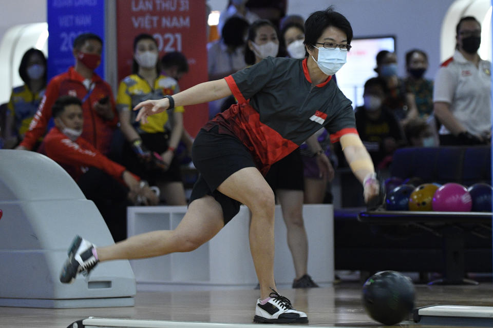 Singapore bowler Cherie Tan in action during the women's singles competition at the Hanoi SEA Games. (PHOTO: Sport Singapore/ Alfie Lee)