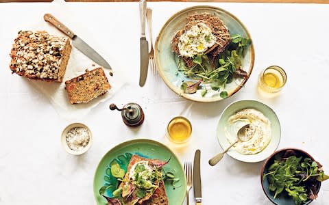 Seeded soda bread with labneh - Credit: Yuki Sugiura/Emily Ezekiel/Amy Bryant