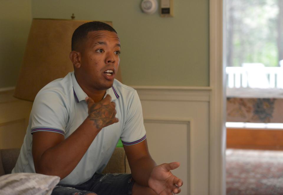 This 25-year-old Venezuelan migrant talks on Oct. 1, 2023, about what he had to go through to get to the United States. He is one four Venezuelan migrants who were flown to Martha's Vineyard last year by Florida Gov. Ron DeSantis now living with Janet Abbott in Barnstable.