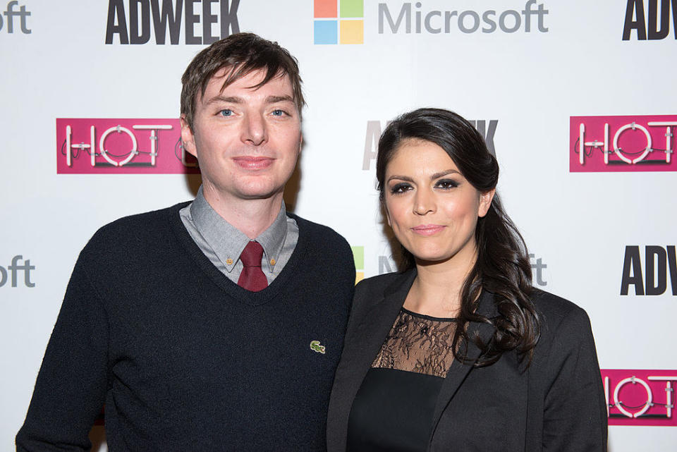 Mike O&#39;Brien and&#xa0;Cecily Strong on the red carpet