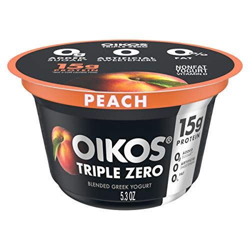 10) Oikos Triple Zero Greek Nonfat Yogurt Peach