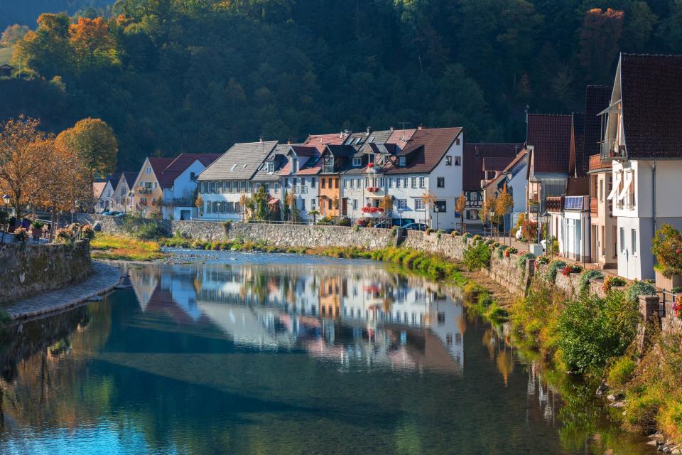 View of homes in Germany along water