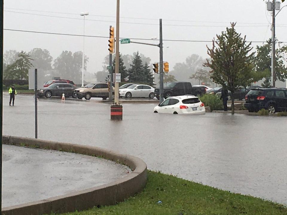 Another vehicle got stuck near the entrance to Tecumseh Mall.