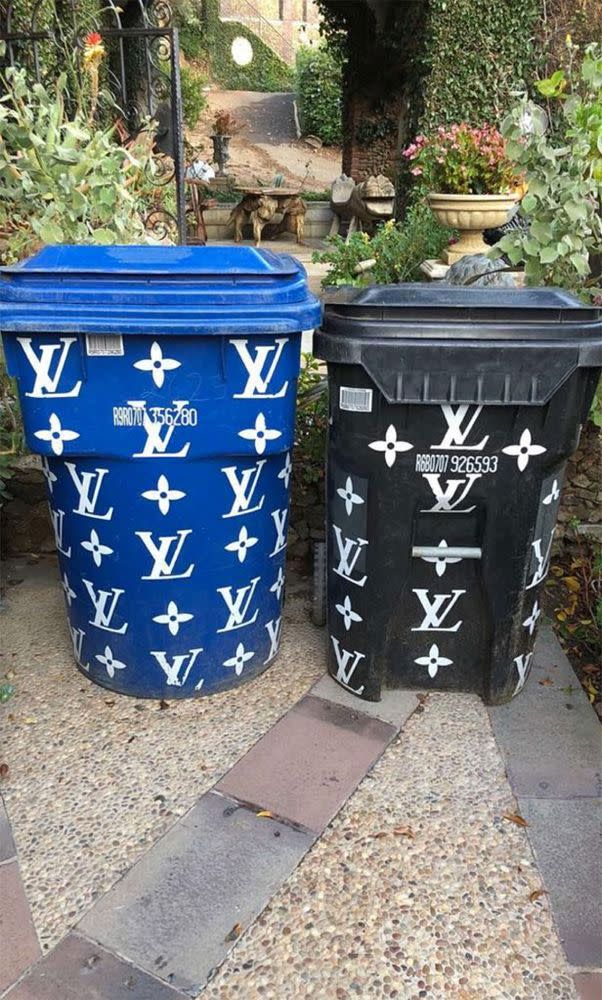 The <em>Keeping Up With the Kardashians</em> star recently showed off her Louis Vuitton-inspired trash cans