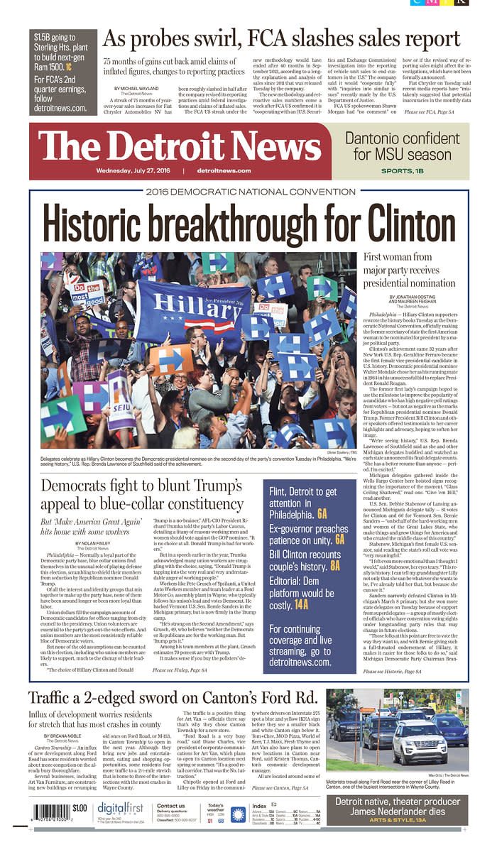 Historic breakthrough for Clinton - The Detroit News