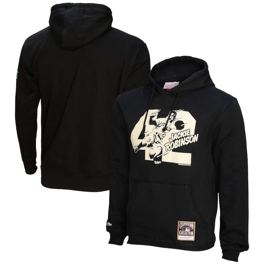 Sudadera negra con imagen de Jackie Robinson y 42 delante.