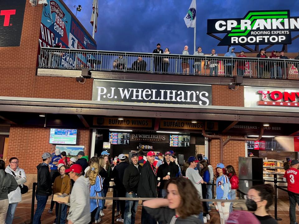 PJ Whelihan's boasted food lines as long as an inning and a half during a sold-out Phillies game on May 5, 2023, at Citizens Bank Park.